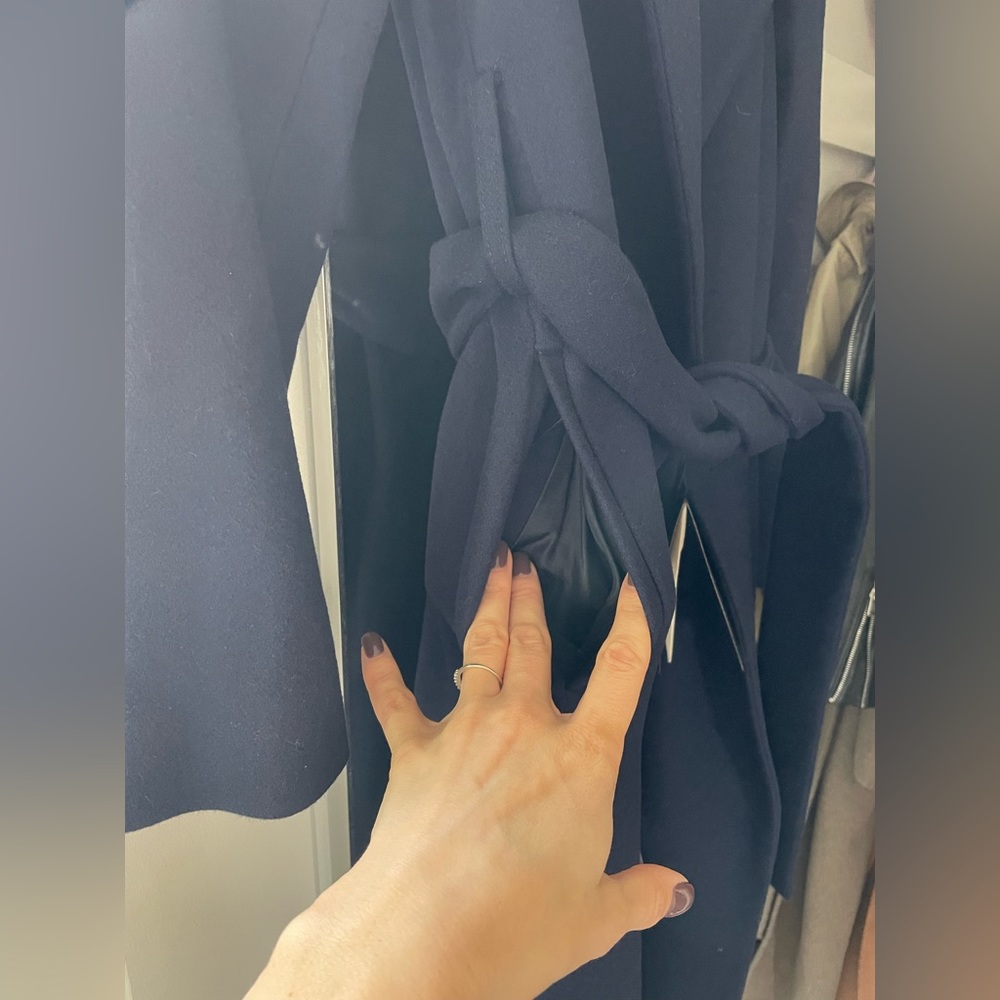 Massimo Dutti Navy Blue Belted Coat - Picture 9 of 9